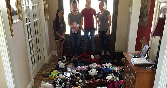 East Texas high school athletes collect backpacks, stuffed animals for Buckner foster children