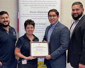buckner staff receives congressional certificate of recognition