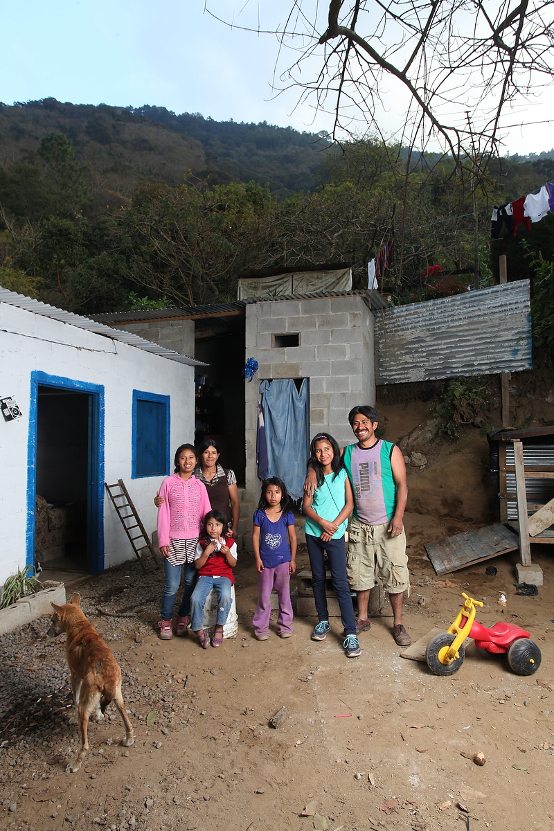 The Alquijay Raymundo family at their home in Jocotenango, Guatemala. Dona Maria Alquijay (mother)Oscar Francisco Alquijay (father)Dulce, 7 (purple shirt)Gloria, 5 (white shirt, red vest)Leslie, 12 (green shirt) Michelle, 14 (pink shirt)The Alquijay family is under case management with Buckner Guatemala and Dulce Alquijay received Buckner's Shoes for Orphan Souls' three millionth pair of shoes in 2015.February 22, 2016Photographs by Misty Keasler