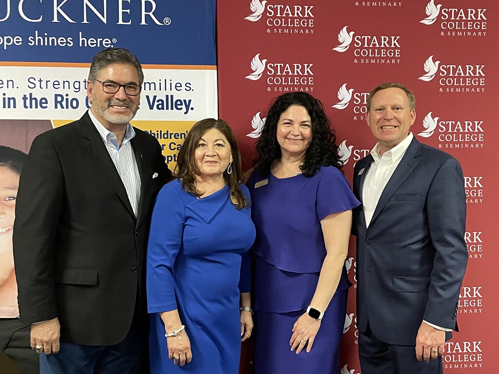 Dr Reyes pictured with Criselda, Buckner director and Stark College associates