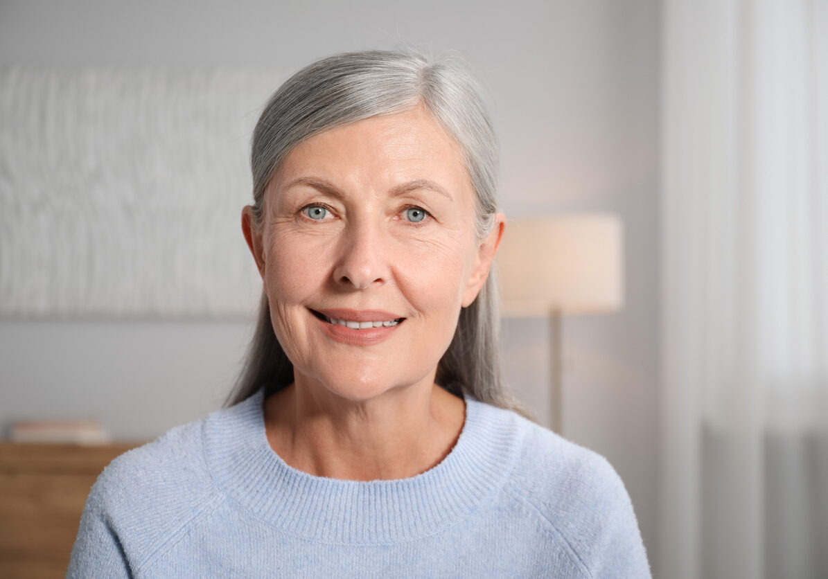 Portrait of elegant senior woman at home